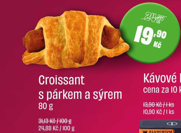 Croissant s párkem a sýrem 80g