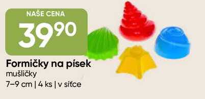 Formičky na písek mušličky 7-9 cm, 4 ks