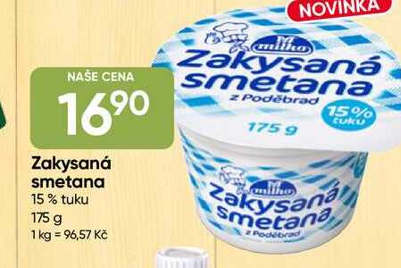 Milko Zakysaná smetana z Poděbrad 15% tuku 175g