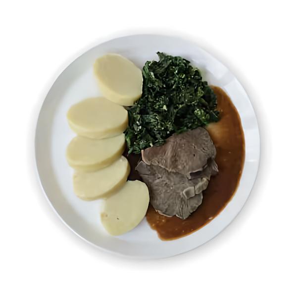 Hotovky by Košík Hovězí pečeně na česneku se špenátem, bramborový knedlík 4ks