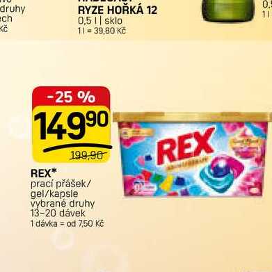 REX prací přášek/ gel/kapsle vybrané druhy 13-20 dávek  