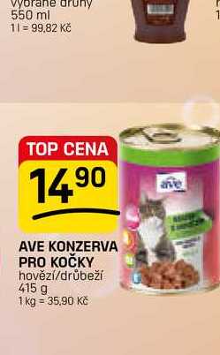 AVE KONZERVA PRO KOČKY hovězí/drůbeží 415 g