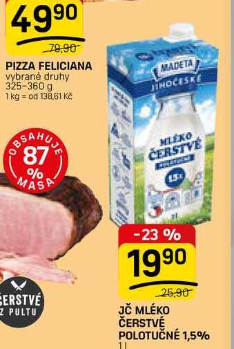 JČ MLÉKO ČERSTVÉ POLOTUČNÉ 1,5% 1l