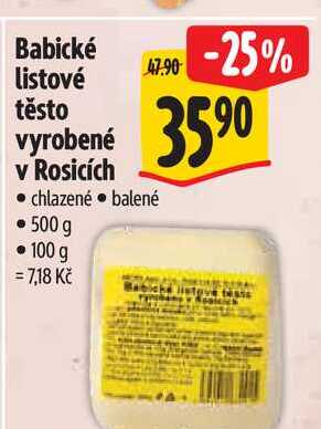 Babické listové  těsto vyrobené v Rosicích  500 g 