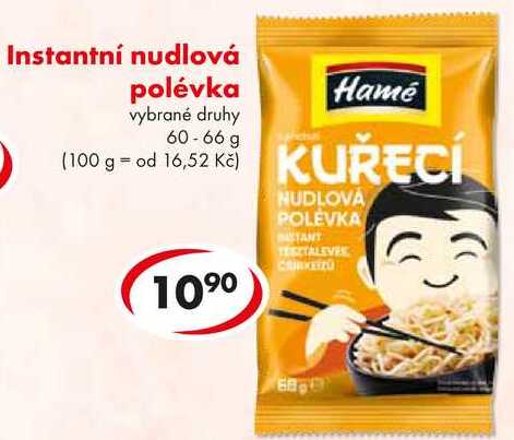 Instantní nudlová polévka, 60-66 g 