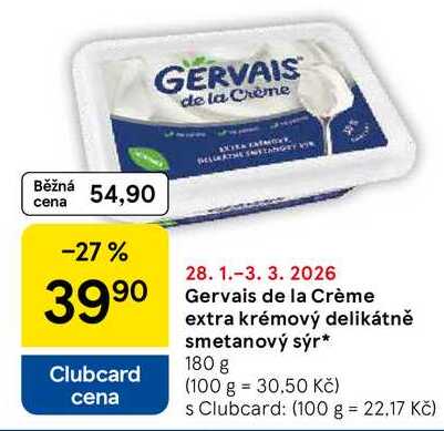 Gervais de la Crème extra krémový delikátně smetanový sýr, 180 g 