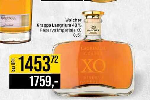 Walcher Grappa Langrium 40% Reserva Imperiale 0,5l