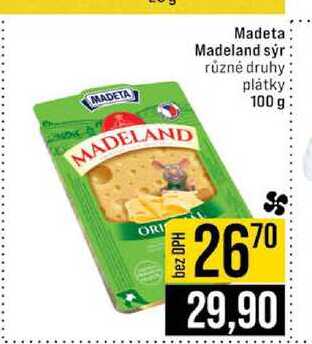 Madeta Madeland sýr různé druhy plátky 100 g