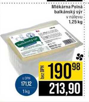 Mlékárna Polná balkánský sýr v nálevu 1,25 kg