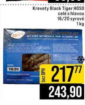 Krevety Black Tiger HOSO celé s hlavou 16/20 syrové 1kg