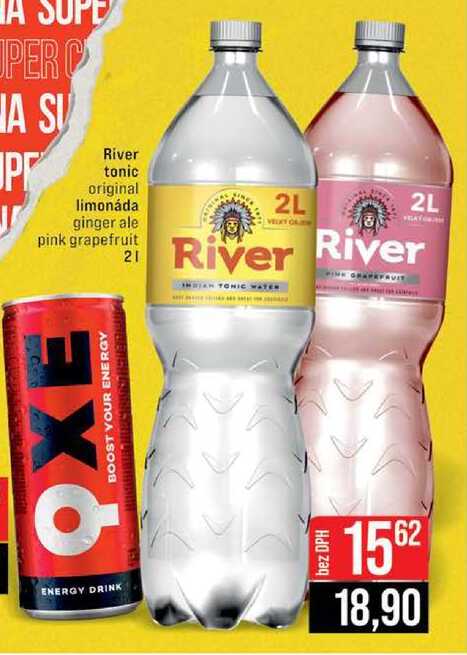 River tonic original limonáda ginger ale pink grapefruit 2l