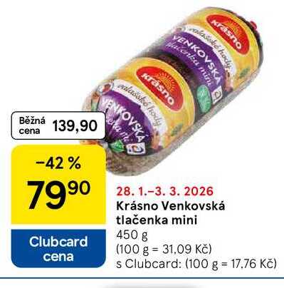 Krásno Venkovská tlačenka mini, 450 g