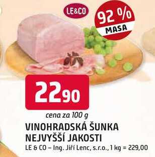 VINOHRADSKÁ ŠUNKA NEJVYŠŠÍ 100 g