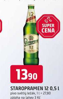 STAROPRAMEN 12° 0,5 L pivo světlý ležák