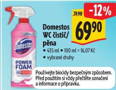 Domestos WC čistič/Domestos pěna, 435 ml