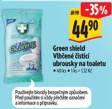 Green shield Vlhčené čisticí ubrousky na toaletu, 40 ks 