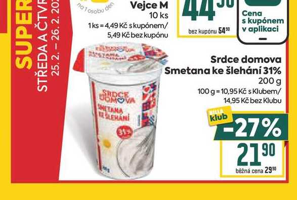 Srdce domova Smetana ke šlehání 31% 200 g