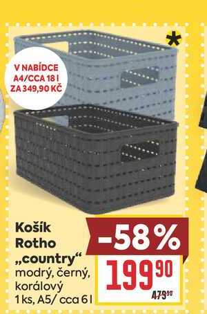 Košík Rotho ,,country" modrý, černý, korálový 1ks, A5/ cca 6l