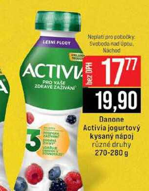 Activia jogurtový kysaný nápoj různé druhy 270-280 g 