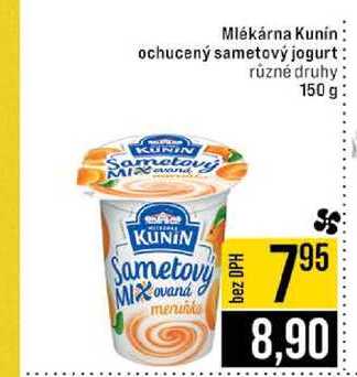 Mlékárna Kunín ochucený sametový jogurt různé druhy 150 g
