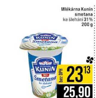 Mlékárna Kunín smetana ke šlehání 31% 200 g