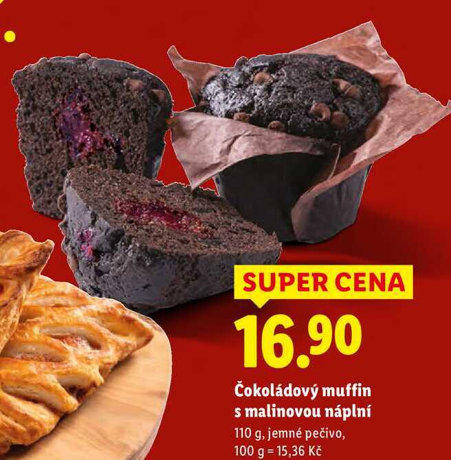 Čokoládový muffin s malinovou náplní, 110 g