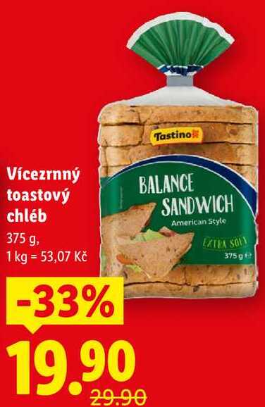Vícezrnný toastový chléb, 375 g