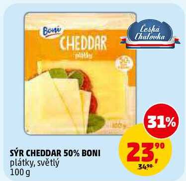SÝR CHEDDAR 50% BONI, 100 g