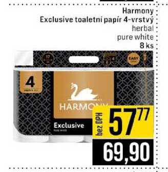 Harmony Exclusive toaletní papír 4-vrstvý herbal pure white 8ks
