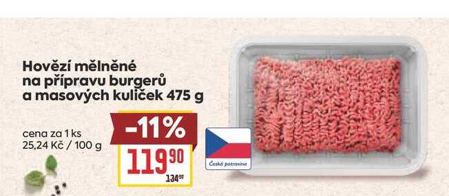 Hovězí mělněné na přípravu burgerů a masových kuliček 475 g 