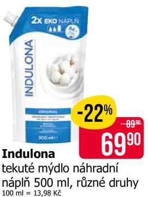 INDULONA tekuté mýdlo náhradní náplň 500 ml