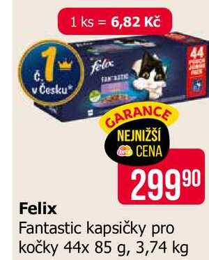 Felix Fantastic kapsičky pro kočky 44x 85 g, 3,74 kg