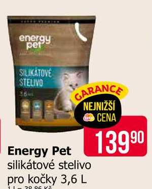 Energy Pet silikátové stelivo pro kočky 3,6 L