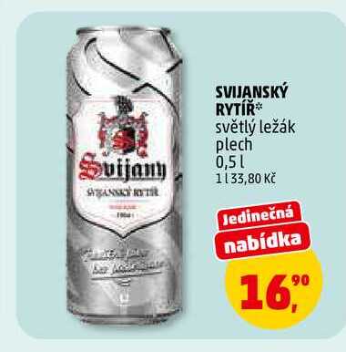 SVIJANSKÝ RYTÍŘ světlý ležák plech, 0,5 l