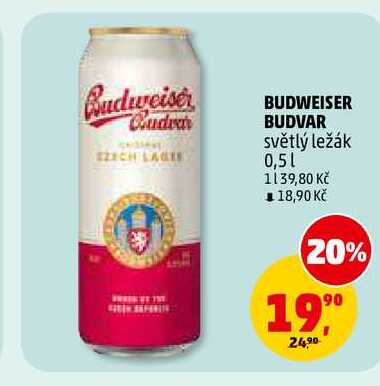 BUDWEISER BUDVAR světlý ležák, 0,5 l