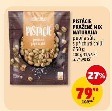PISTÁCIE PRAŽENÉ MIX NATURALIA pepř a sůl, s příchutí chilli, 250 g