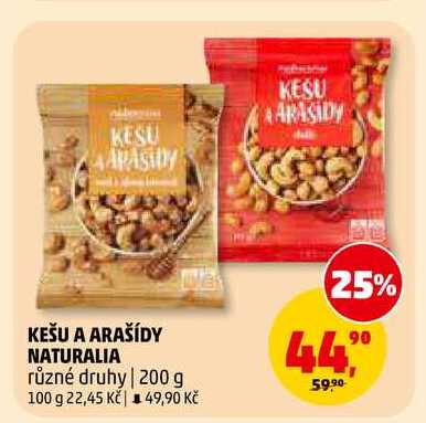 KEŠU A ARAŠÍDY NATURALIA, 200 g