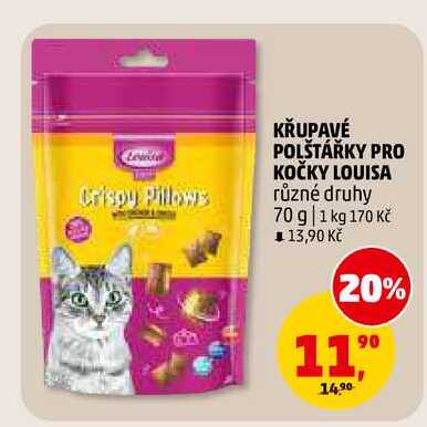 KŘUPAVÉ POLŠTÁŘKY PRO KOČKY LOUISA, 70 g 