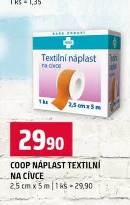 COOP NÁPLAST TEXTILNÍ NA CÍVCE 2,5 cm x 5m 1 ks