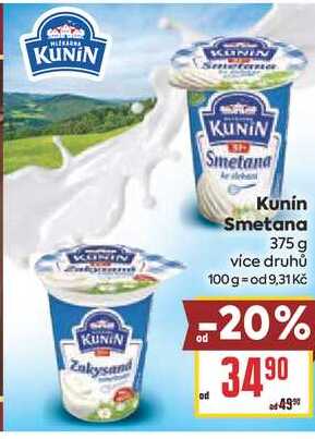 Kunín Smetana 375 g více druhů 