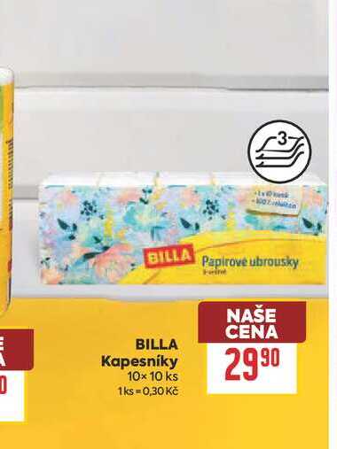 BILLA Kapesníky 10x10 ks 