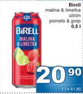 Birell malina & limetka citrón pomelo & grep 0,5l