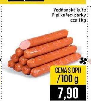 Vodňanské kuře Pipi kuřecí párky cca 1kg 100g