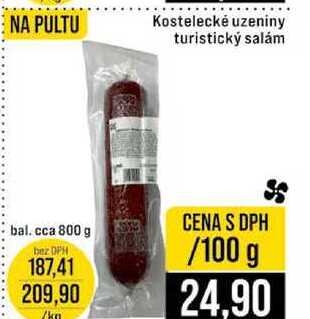 Kostelecké uzeniny turistický salám bal. cca 800 g 100g