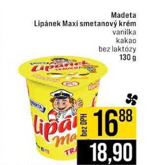 Madeta Lipánek Maxi smetanový krém vanilka kakao bez laktózy 130 g 