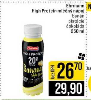 Ehrmann High Protein mléčný nápoj banán pistácie čokoláda 250 ml