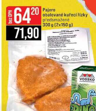 Pajero obalované kuřecí řízky předsmažené 300 g (2x150 g)