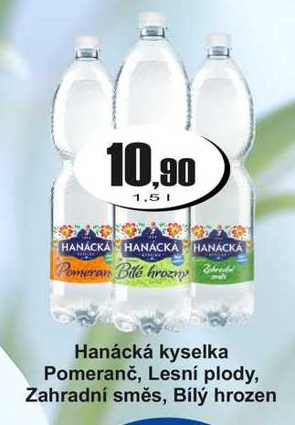 Hanácká kyselka Pomeranč, Lesní plody, Zahradní směs, Bílý hrozen 