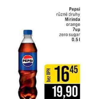 Pepsi různé druhy Mirinda orange 7up zero sugar 0,5l