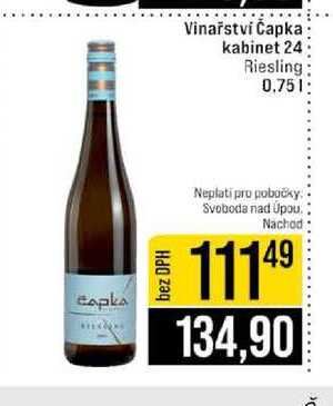 Vinařství Čapka kabinet 24 Riesling 0.75l